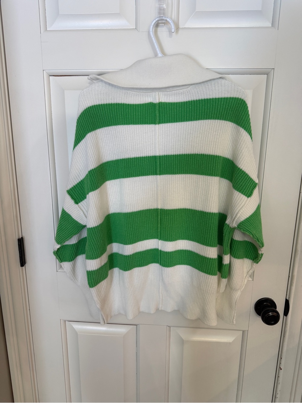 Aerie Green & White Striped Quarter Zip Cotton Sweater Size Small 55431 - Picture 8 of 11